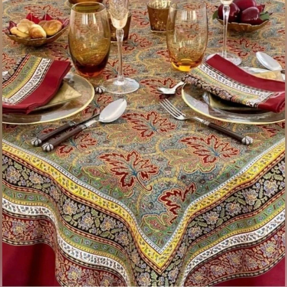 BEAUVILLE FEUILLES DE VIGNE TABLECLOTH‎ FALL Made in France Sz 53”x53”
